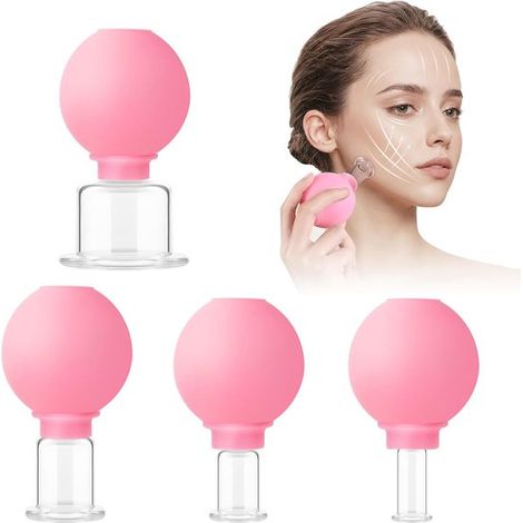 Ensemble de 4 ventouses pour le visage - Ventouses en silicone sous vide - Traitement de la cellulite par ventouses - Ventouses pour le visage - Kit de ventouses pour le visage, les bras et les jambes (1/5)
