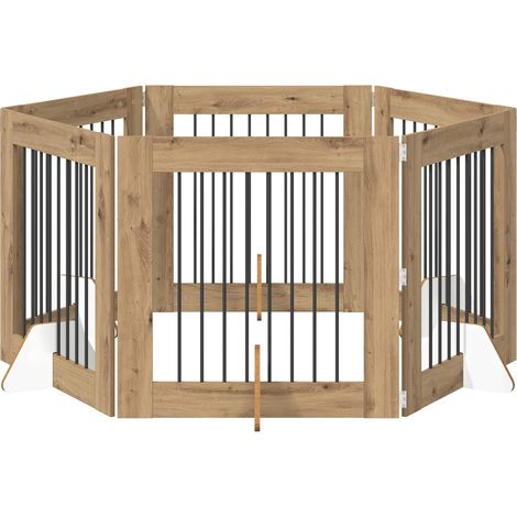 Cancello per cani con supporti 6 pcs Rovere Artigianale vidaXL