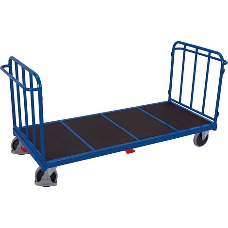 VARIOfit Doppel-Stirnwandwagen mit senkrechten Streben Gummibereifung 500kg Tragkraft 2005x880mm Anthrazitgrau RAL 7016