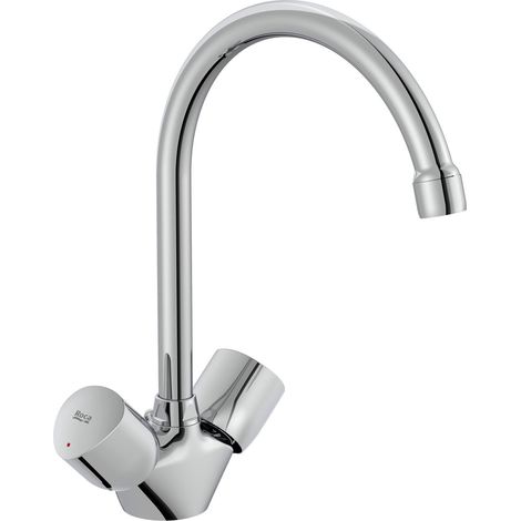 ROCA A5A848EC00 BRAVA Grifo Bimando Para Fregadero De Cocina Y Lavadero Caño Giratorio Cromo - ref: A5A848EC00