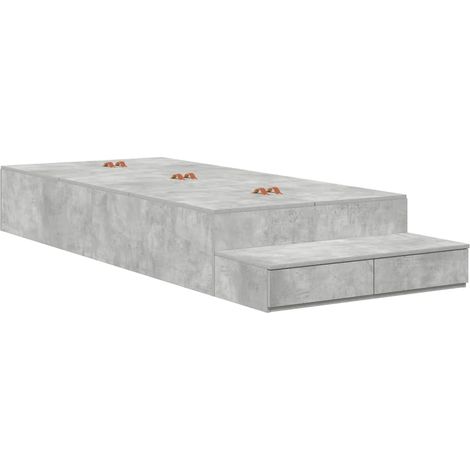 Maison Exclusive - Cadre de lit avec rangement Gris béton 100 cm Bois d'ingénierie