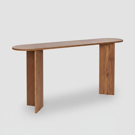 Consola de entrada diseño minimalista ovalado Sira - Roble