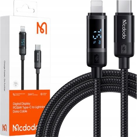 Cable cargador Mcdodo USB-C de carga rápida Lightning para iPhone, 1 m, LED (1/5)