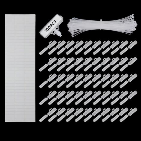 Lot de 100 étiquettes de câble transparentes à clip avec 100 serre-câbles pour marquage de câbles et câbles pour marquage, marquage, organisation (1/5)