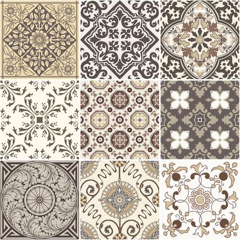 Stickers Muraux Carrelage Adhésif, Modele 1, Lot de 9, 20x20 cm (1/5)