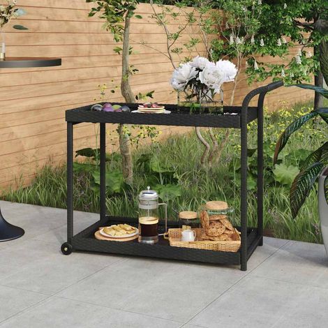 vidaXL Carrello da Bar Nero 100x45x83 cm in Polyrattan (1/5)