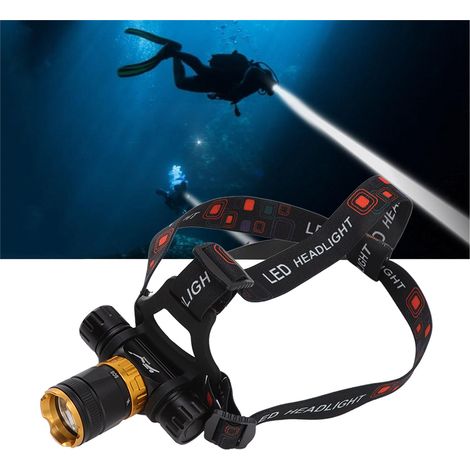 5000 Lumen Taucherstirnlampe mit 5 Beleuchtungsmodi, Gehäuse aus Aluminiumlegierung für den doppelten Einsatz, wasserdicht nach IPX8, Unterwasserbeleuchtung und tragbare Fotoleuchte, Tauchtiefe bis zu (1/5)