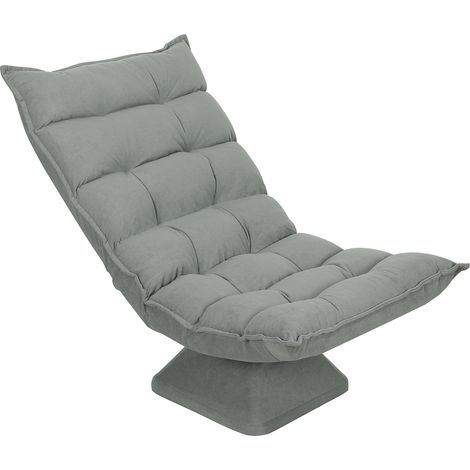 Fauteuil relax inclinable dossier réglable pivotant 360°, capitonné design, assise de sol paresseux salon (1/5)
