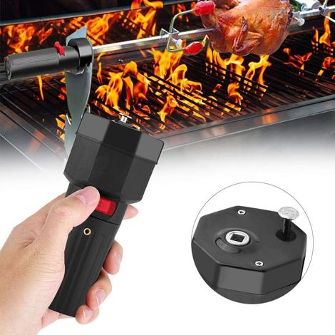 1,5-V-BBQ-Rotisserie-Motor (batteriebetrieben) Schwarzer elektrischer BBQ-Grillmotor Bratenhalter-Zubehör, Lochgröße 6 x 6 mm (1/5)
