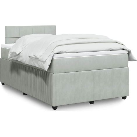 Boxspringbett mit Matratze Hellgrau 120x200 cm Samt
