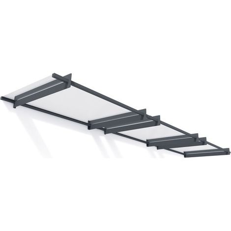 Palram - Canopia – Auvent de porte Nancy 452 x 94 cm gris – Structure en aluminium et acier galvanisé – Panneaux acryliques 4mm – Résistant aux intempéries