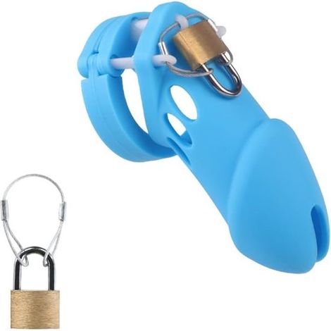 Jaula de entrenamiento ajustable de silicona elástica para gimnasio masculino (azul) (1/4)