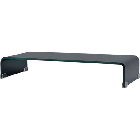 Meuble télé buffet tv télévision design pratique support pour moniteur 70 cm verre noir (1/5)