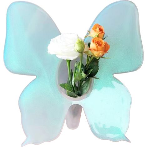 Vase décoratif papillon en acrylique Vert Aurore design minimaliste moderne idéal pour salon chambre composition florale tendance Instagram (1/5)