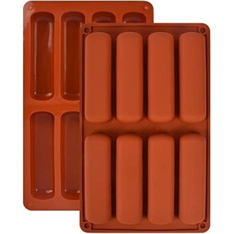 2-Piece Silicone Molds for Cereal Bars, Rectangular Energy Bars, 8 Cavities, Non-Stick Mold for Cereal Bars, Muffins, Chocolate, Cheese Bread, Chocolate Bars (1/5)
