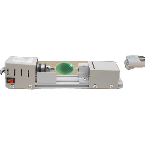Mini tornio, motore da 96 W, gamma di velocità 4000-9000 giri/min, 7 velocità regolabili, intervallo di serraggio 0,02-0,24 pollici, mandrino regolabile. (1/5)