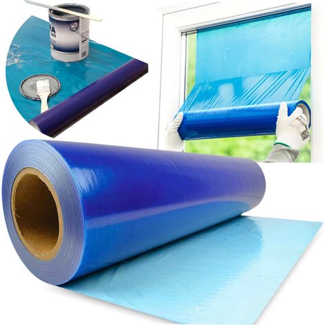 FILM DE PROTECTION BLEU 75M AUTO-ADHÉSIF UV FENÊTRES VERRES CONSTRUCTION SOL (1/5)