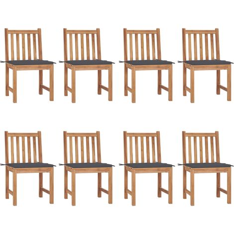 Chaises/Fauteuils de jardin 8 pcs avec coussins Bois de teck massif -TF31101 (1/5)