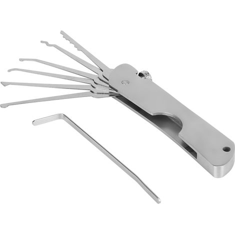 1 Set Outil de crochetage,Cadenas,Acier inoxydable,Portable,Formation serrurier,Débutant (1/5)