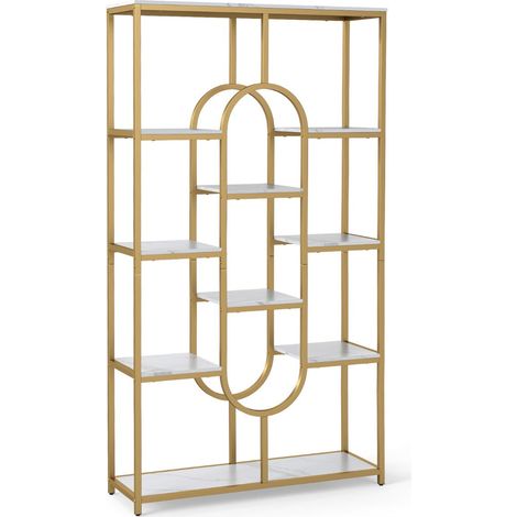 Librería de 5 niveles 95 x 30 x 175 cm abierta diseño moderno metal blanco 200017772