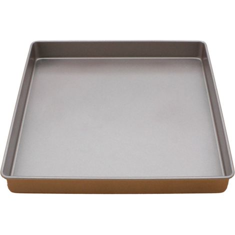 Quadratisches Backblech (28 cm) aus Kohlenstoffstahl, antihaftbeschichtet, ideal für Gebäck und Nougatzubereitung.
