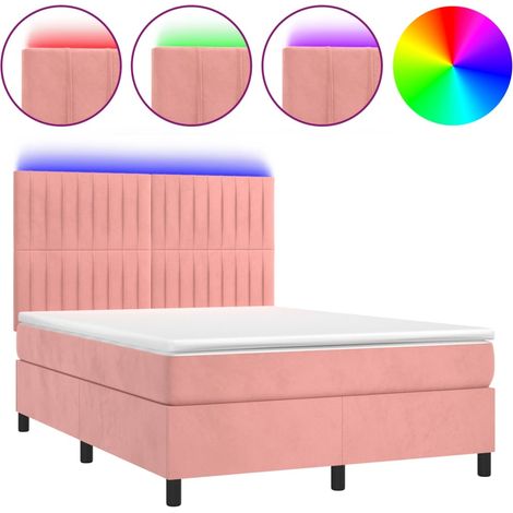 Maison Exclusive - Boxspringbett mit Matratze & LED Rosa 140x200