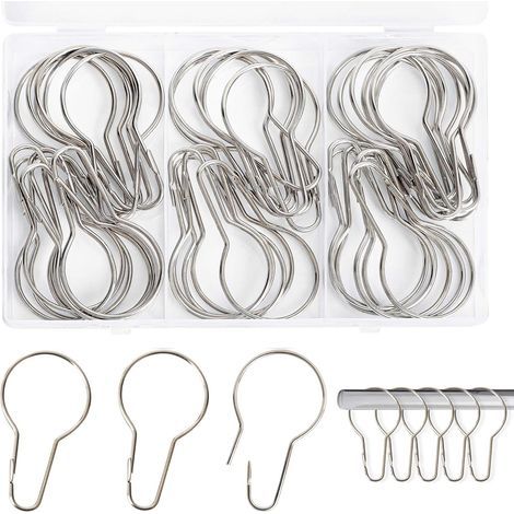 40 Pièces Anneaux de Rideau de Douche, Anneaux pour Rideaux, pour Salle de Bain, Salon, Chambre à Coucher (Argent) (1/5)