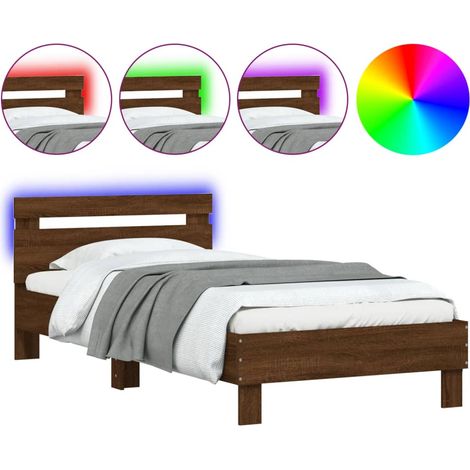 Maison Exclusive - Estructura de cama cabecero luces LED roble ma