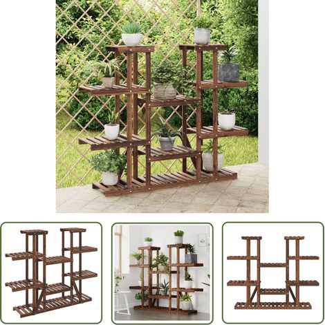 The Living Store Blumenständer 110x25x110,5 cm Massivholz Tanne - Holzpflanzenständer - Tannenzapfenstender - Blumenständer - Gartendekoration - Outdoormöbel (1/5)