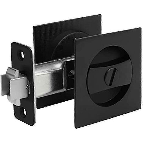 Serrure de porte escamotable noire mate, quincaillerie carrée pour porte coulissante (1/5)