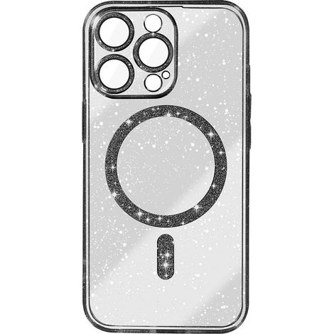 Funda para iPhone 16 Pro Max, con purpurina y MagSafe, color negro + protector de pantalla. (1/5)