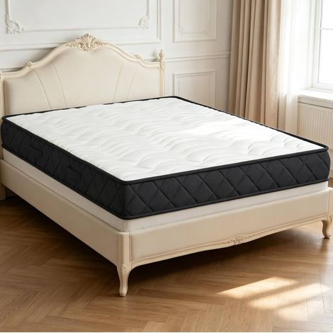 Colchón 140 x 190 cm de espuma viscoelástica, 20 cm, blanco y gris, OKWISH (1/5)