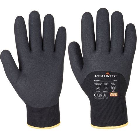 Guante de invierno Artic de forro doble, recubierto de nitrilo arenoso A146 XXXL Negro