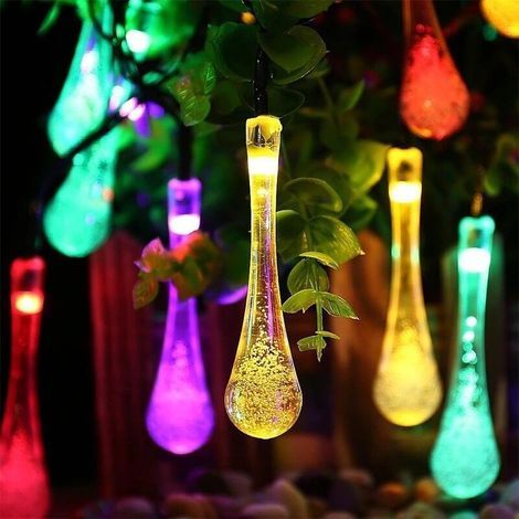 Solar-powered teardrop string lights - 8 lighting modes - (colorful) - 5 meters, 20 lights (1/5)