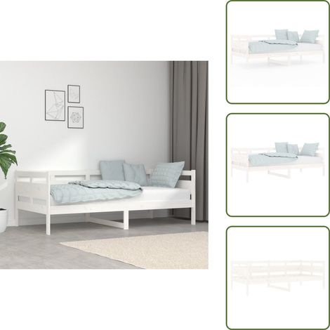 Lit de jour sans matelas blanc bois de pin massif 90x190 cm - Lit De Jour - Canapé Lit - Lit Invité - Meuble Multifonction - Lit Bois