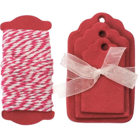Glorex Papier-Etiketten rot 5-8 x 3,5-5 cm, 15 Stück Geschenkverpackungen (1/2)