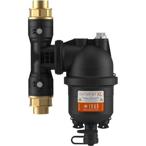 DIRTSTOP XL PF Defangatore magnetico orientabile 1"1/4 F x 1"1/4 F a triplice azione filtrante con Raccordo a Tee in plastica, valvole di intercettazione a sfera e attacco femmina 520305