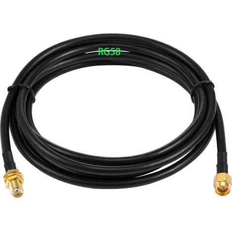 Adaptateur SMA mâle - SMA Femelle, RG58 Câble Coaxial SMA 3 Mètres, Rallonge Antenne WLAN, Câble d'Extension pour Antenne SMA Male/Femelle (50 Ohm) (1/5)