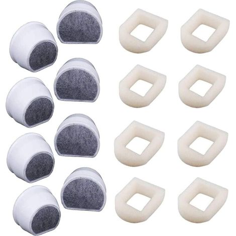 16-pack foam pre-filters and carbon filters, compatible with PetSafe Drinkwell INOX 360 Avalon Pagoda Ocean View fountains, Sedona fountain filters, and YMYNY cat fountains (1/4)