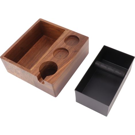 Boîte à café, Station de bourrage en bois de noyer, support de stockage à 3 trous pour barre de maison, poignée de 51mm 54mm (1/5)