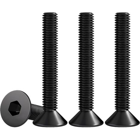 M5 X 50mm Vis à Tête Fraisée Avec Six Pans Creux en Acier Inoxydable A2 V2A Visserie Norme DIN 7991 / ISO 10642 Noir Vis Inox Filetage Complet, Lot De 25