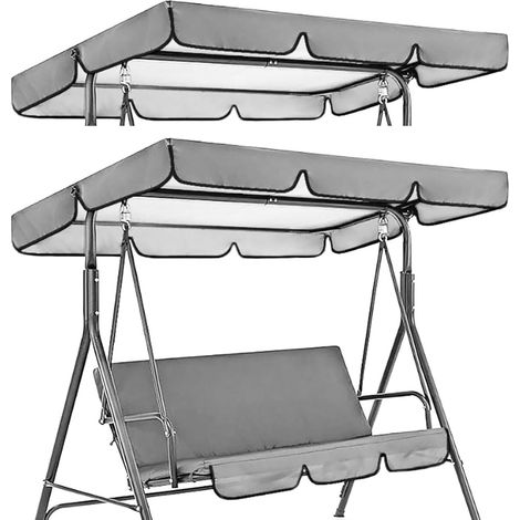 Replacement roof for garden swing: swing roof 195 x 125 x 15 cm, waterproof canopy for swing, universal swing roof for garden swing (dark grey) (1/5)