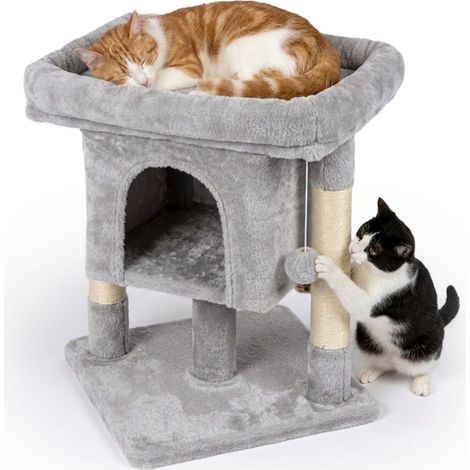 Cat Tree with Cave & Platform, Light Grey, 60cm (1/5)