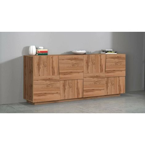 Dmora - Aparador Yago, Buffet de salón, Aparador de salón moderno con 4 puertas, 200x44h86 cm, Roble (1/5)