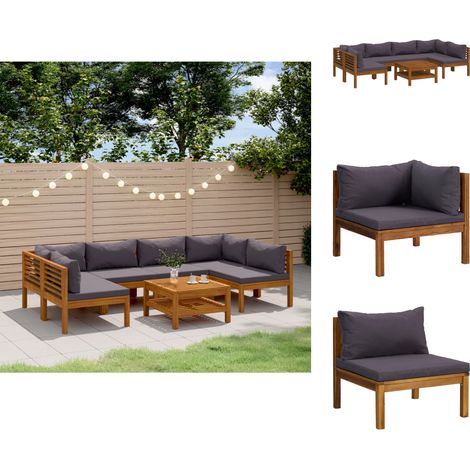 Gartenmöbel-Sets - Living 7-tlg. Garten-Lounge-Set mit Auflage Massivholz Akazie (1/5)