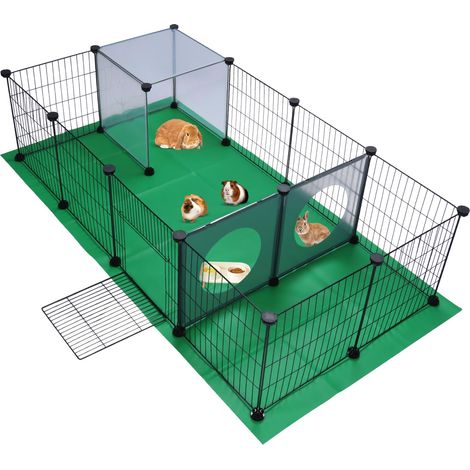 Enclos pour cochons d'Inde, cage pour petits animaux, clôture d'exercice avec tapis, panneau en maille de fer, design intéressant, idéal pour chiot, lapin, chaton, cochon d'Inde, hérisson (1/5)