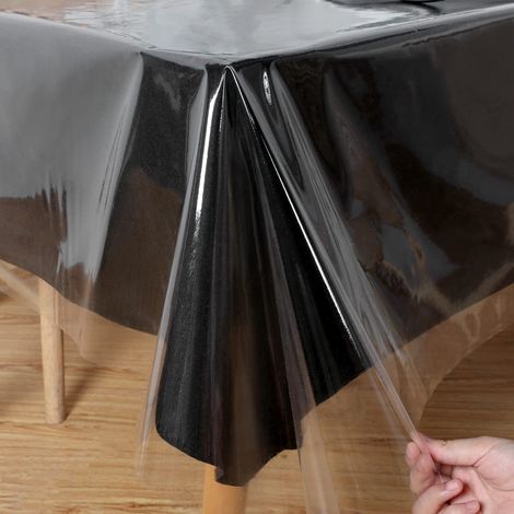 Nappe rectangulaire en Plastique Transparent 100% imperméable, résistante à l'huile et aux déversements, Lavable pour Table de Salle à Manger, Utilisation en extérieur et intérieur, 132,1 x (1/5)