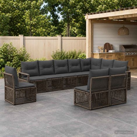 Set Divano da Giardino 10 pcs Grigio polyrattan vidaXL (1/5)
