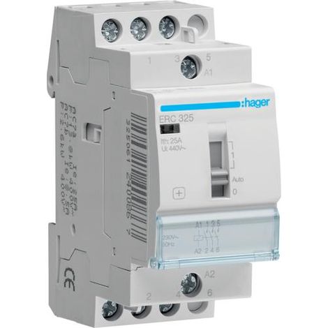 Contacteur à commande manuelle 25A, 3F, 230V - HAGERC325 (1/4)