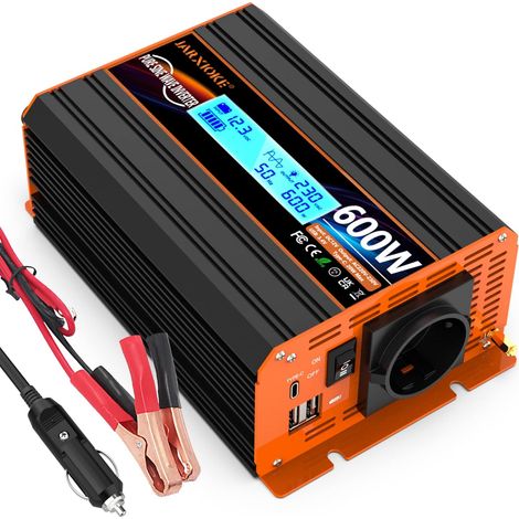 Convertisseur 12v 220v Pur Sinus 600W Transformateur de Courant 12 à 230 onduleur Voiture onduleur avec écran LCD (1/5)